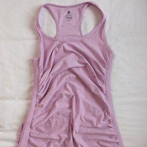 Old Navy Active Yoga Fitted Long Racerback Tank, Ruched Sides, Pink, Large